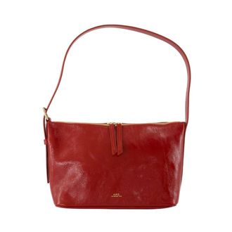 A.P.C. Shoulder Bags, female, Red, Size: ONE SIZE Red Leather Shoulder Bag with Handle