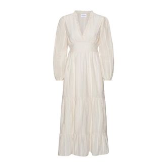 Americandreams Umi Katoenen Lange Jurk - Dames - Casual kleedjes - Beige - S - Katoen - Kleedjes