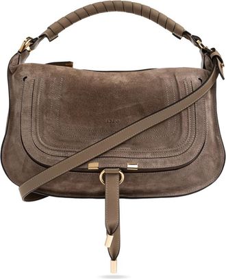 Chlo&eacute; Marcie Small Handbag - Dames - Handtassen - Bruin - ONE Size - Katoen - Tassen