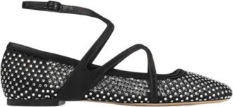 Jimmy Choo London Womens Astoria Black Crystal Ballet Flats, Brand Size 35 ( US Size 5 )