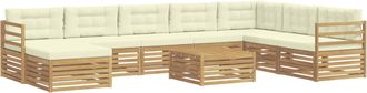 vidaXL Conjunto De Sof&aacute;s De Exterior 9 Uds. Blanco Y Crema Poli&eacute;ster Vidaxl