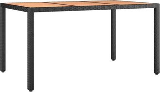 vidaXL Vidaxl - Garden Table with Wooden Top Black Poly Rattan&Solid Wood Acacia