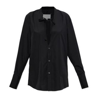 Maison Margiela Shirts, female, Black, Size: XS Shirt with Decorative Tie