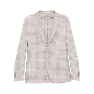Tagliatore Blazers, male, Beige, Size: L Checked Blazer