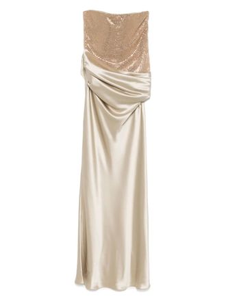 Retrof&ecirc;te Alexandra gown - women - Polyester/Polyester/Acetate - S - Neutrals
