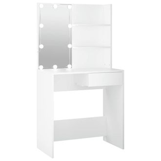 Berkfield Home Dressing Table with LED White 74.5x40x141 cm
