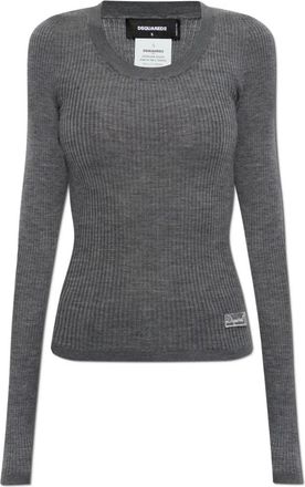 Dsquared2 Truien & Vesten, Dames, Grijs, XS, Wol, Fitted Cut Top
