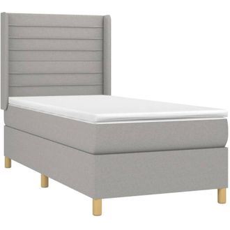 vidaXL Cama Box Spring Con Colch&oacute;n Tela Gris Claro 80x200 Cm Vidaxl