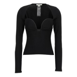 Nensi Dojaka Long Sleeve T-Shirts, female, Black, M, Bustier Top