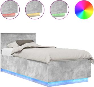 vidaXL Estructura De Cama Con Tiras Led Gris Concreto 100 X 200 Cm Vidaxl