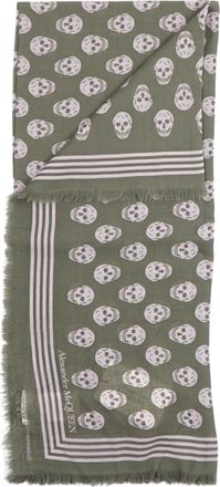 Alexander McQueen Zijden Sjaals - Heren - Wintersjaals - Groen - ONE Size - Accessoires