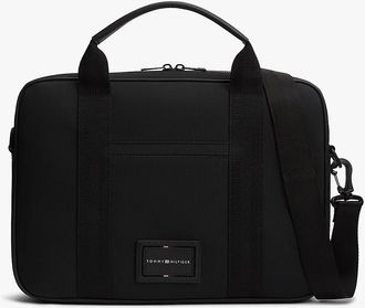 Tommy Hilfiger Mens Hilfiger Logo Textured Laptop Bag - Black