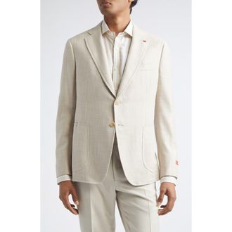 Isaia Flamed Cotton & Silk Sport Coat in Open White 300 at Nordstrom, Size 50