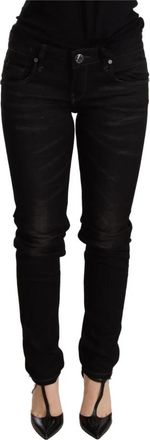 Acht Low Waist Skinny Denim Broek - Dames - Slim Fit Jeans - Zwart - W26 - Denim - Jeans