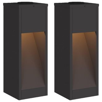 vidaXL Luz De Sendero Led Solar 2 Pcs Negro Acero Laminado En Fr&iacute;o Vidaxl