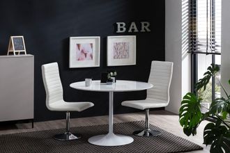 Salesfever Essgruppe »Dijon - Esstisch und Stühel im zeitgemässen Stil« Set, 5 Stk. tlg. bestehend aus Tulpentisch und Drehstühlen