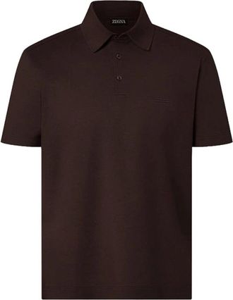 Ermenegildo Zegna Polo met korte mouwen - Heren - Polos - Bruin - XL - Katoen - Tops