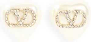 Valentino Garavani V Logo Signature Pearl Earrings - Dames - Oorbellen - Beige - ONE Size - Accessoires