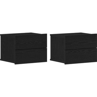 vidaXL Vidaxl - Bedside Cabinet 2 pcs Black oak 40 x 30 x 30 cm Engineered wood
