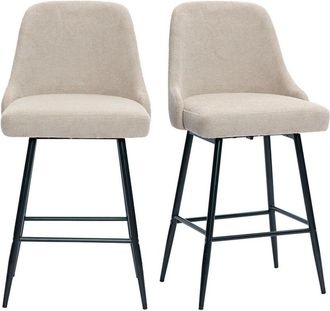 Miliboo Taburetes De Bar Giratorios 360&deg; En Tejido Chenilla Beige Y Metal H66 Cm (lote De 2) Hasta