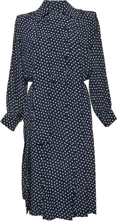 Saint Laurent pleated polka-dot dress - Blue