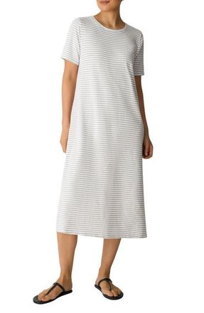 Eileen Fisher Stripe T-Shirt Midi Dress in Chalk at Nordstrom, Size Xx-Small