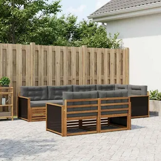 vidaXL Vidaxl Set Di Divani Da Esterno 7 Pz Naturale E Antracite
