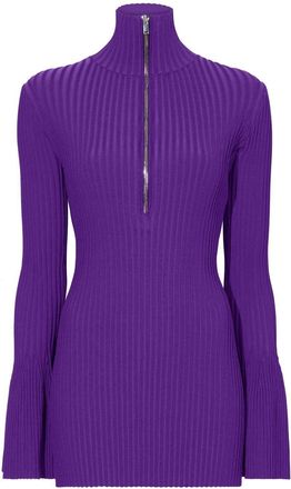 Proenza Schouler zipped rib-knit jumper - women - Polyester/Viscose - M - Purple