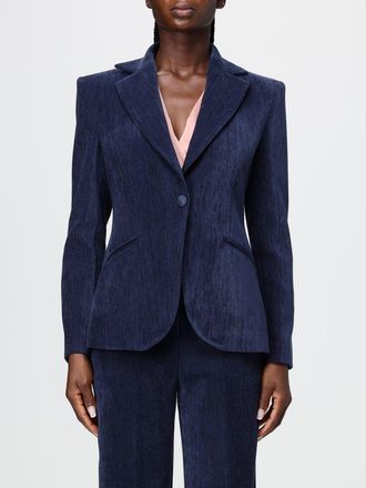 Hanita Single-Breasted Velvet Blazer with Lapel Collar and Slit Pockets