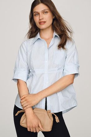 Maeve Cotton Contrast Buttondown Shirt