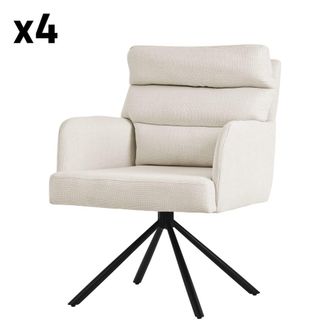 ML Design Sillas de comedor giratorias, set de 4, beige, de poli&eacute;ster