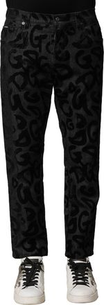 Dolce & Gabbana Gray Cotton Dg Logo Straight Men Denim Jeans Elastane Clothing
