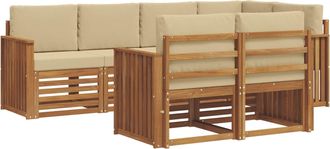 vidaXL Conjunto De Sof&aacute;s De Exterior 7 Uds. Natural Y Beige Poli&eacute;ster Vidaxl