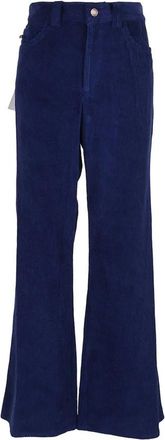 Marc Jacobs Uitlopende velvet broek in marineblauw - Dames - Wijde Broeken - Blauw - W26 - Katoen - Broeken