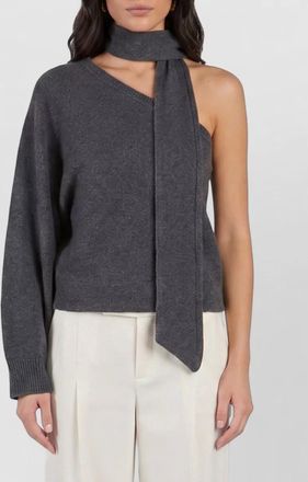 Federica Tosi cashmere wool ribbed one-shoulder long-sleeve sweatshirt
