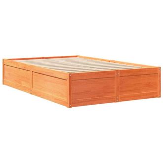 vidaXL Vidaxl - Bed Frame without Mattress Wax Brown 135x190 cm Double Solid Wood Pine