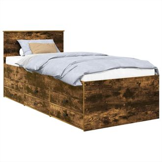 vidaXL Sof&aacute; Cama Con Caj&oacute;n Manual Roble Ahumado Y Negro 100 X 200 Cm Vidaxl