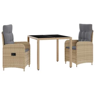 vidaXL Juego De Comedor Para Exteriores 3 Pcs Beige Y Gris Claro Vidaxl