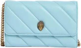 Kurt Geiger Soho Leather Wallet on Chain in Mid Blue at Nordstrom Rack