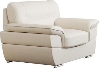 Vente-Unique Sill&oacute;n de piel THIBAULT - Blanco marfil