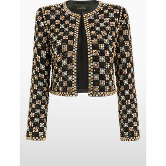 Jenny Packham Dahlia Crystal-Embellished Jacket in Liquorice at Nordstrom, Size 12 Uk