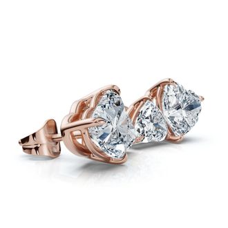 Pompeii3 3Ct Heart Cut Toi et Moi Diamond Earrings 14k Gold Lab Grown