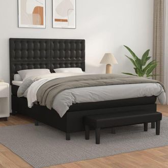 vidaXL Vidaxl - Cama Box Spring Con Colch&oacute;n Cuero Sint&eacute;tico Negro 140x200cm