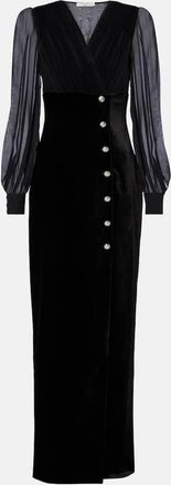 Alessandra Rich Abito lungo in velluto e georgette