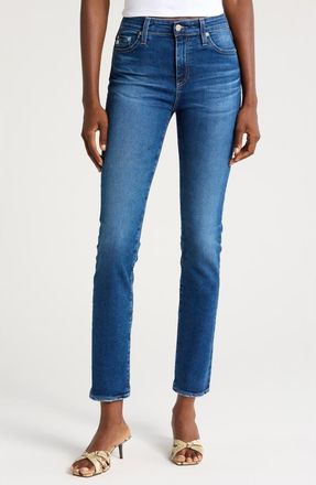 AG - Adriano Goldschmied Mari Mid Rise Slim Straight Leg Jeans in 12 Years Fleur at Nordstrom, Size 25