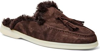 Bruno Magli Palmer Genuine Shearling Lined Mule in Dark Brown Suede at Nordstrom, Size 10.5