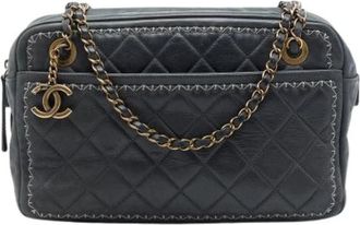 Chanel Pre-owned Vintage Quilted Shoulder Bag - Dames - Vintage Schoudertas - Zwart - ONE Size - Leer - Vintage
