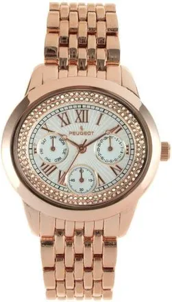 Peugeot Multi Function Round Bracelet Watch- 40MM in Rose Gold at Nordstrom