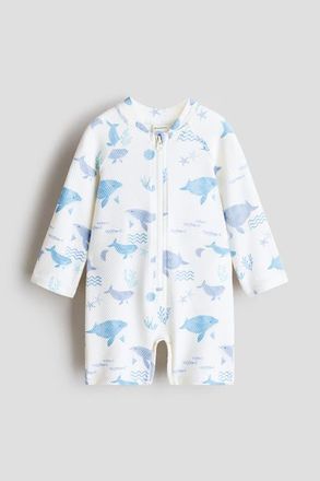 H&M Upf 50 Swimsuit in White/marine Life at Nordstrom, Size 9-12M