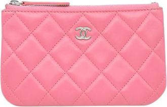 Chanel Pre-owned Quilted Lambskin Pouch - Dames - Vintage Clutch - Roze - ONE Size - Leer - Vintage